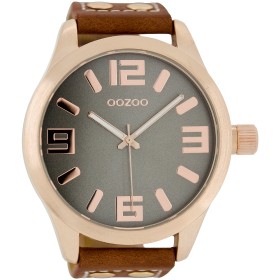 OOZOO Timepieces 51mm Rosegold Brown Leather Strap C1106